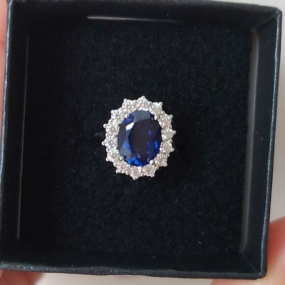 2.68 Carat Swiss Sapphire Sterling Silver  ring - Picture 9 of 11